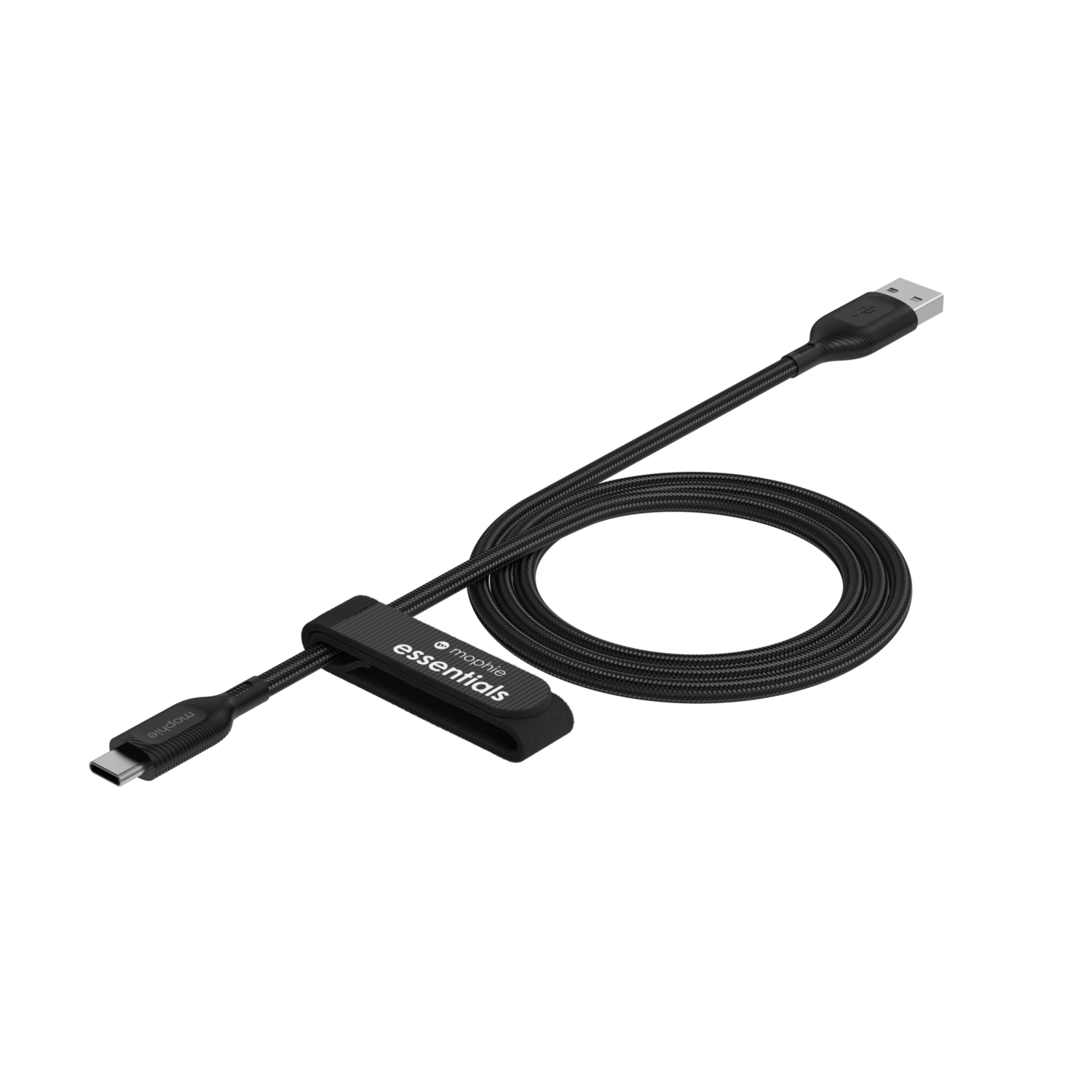 Mophie Essential USB A To C Braided 15W Cable - 1M /2M, Color: Black