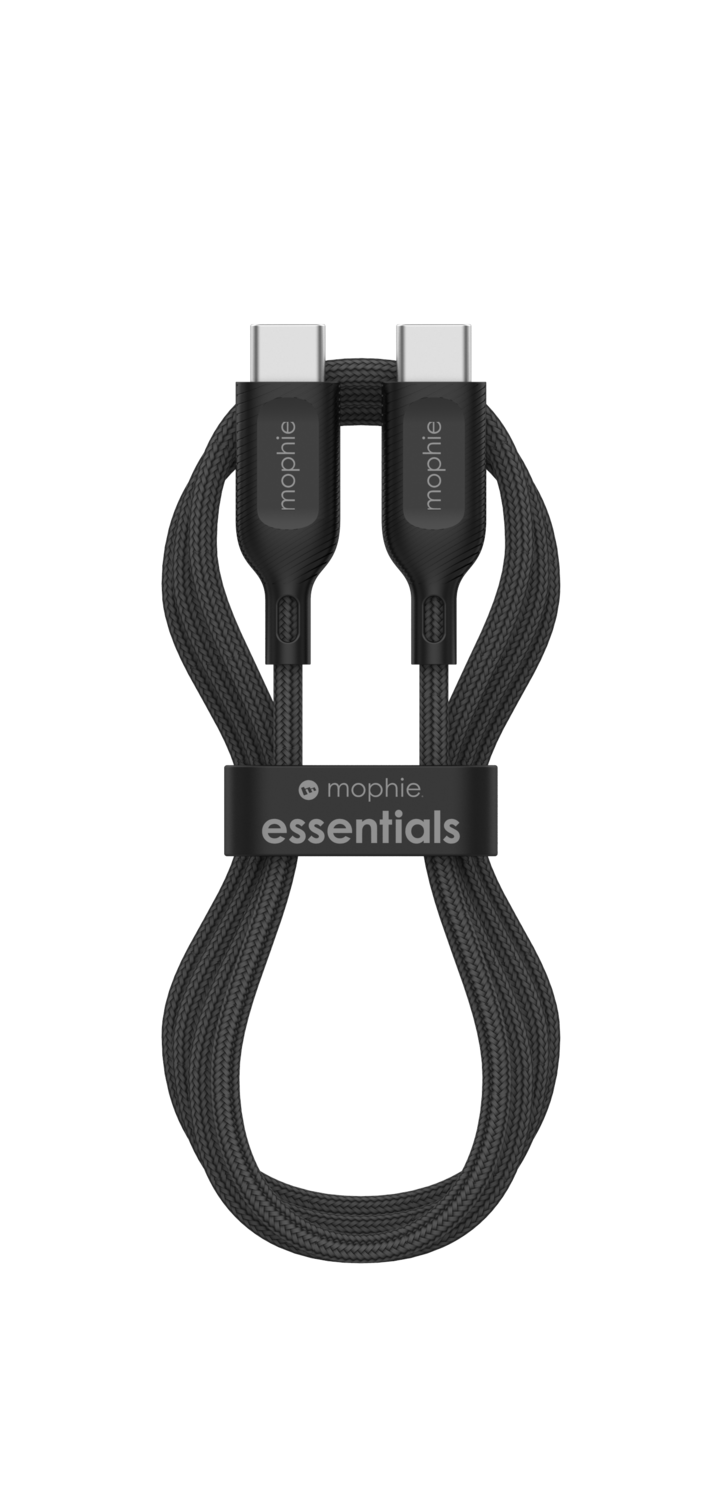 Mophie Essential USB A To C Braided 15W Cable - 1M / 2M, Color: Black