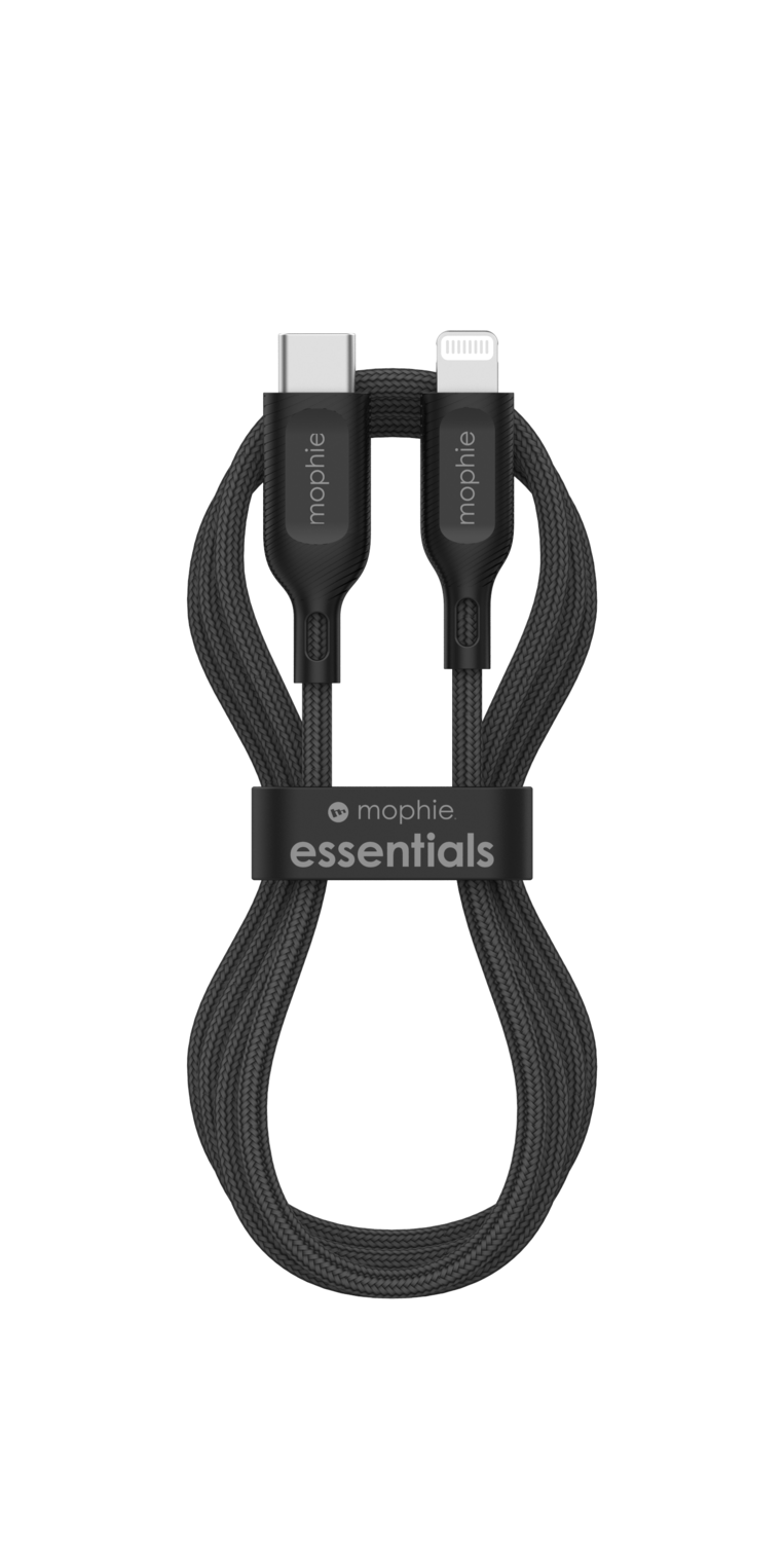 Mophie Essential USB C To Lightning Braided 60W Cable - 1M / 2M, Color: Black