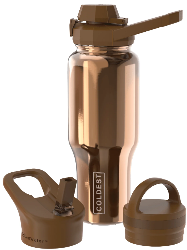 The Coldest 36oz Universal Shaker Bottle With Variety Lids (1070ml), Color: Asgardian Gold (CSU36AG)