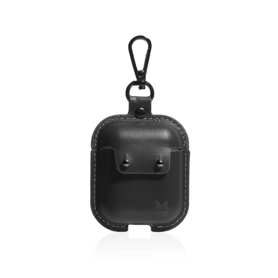 Monocozzi Exquisite Handcrafted Genuine Leather Case For AirPods 1 &amp; 2 Light Grey, Color: Black