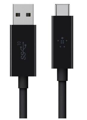 Belkin 3.1 USB-A to USB-C Cable (USB-C Cable) 3.3ft/1m length, 10Gbps transfer rate & 3A charging output. F2CU029bt1M-BLK