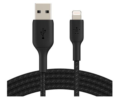 Belkin BoostCharge Braided Lightning to USB-A Cable, Color: Black