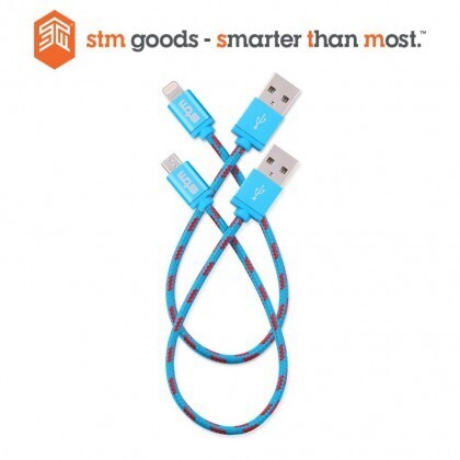 STM 0.2M USB-A Super Quick Fast Charger Lightning &amp; Micro USB Sync &amp; Charge Cable - Blue/Grey/Red