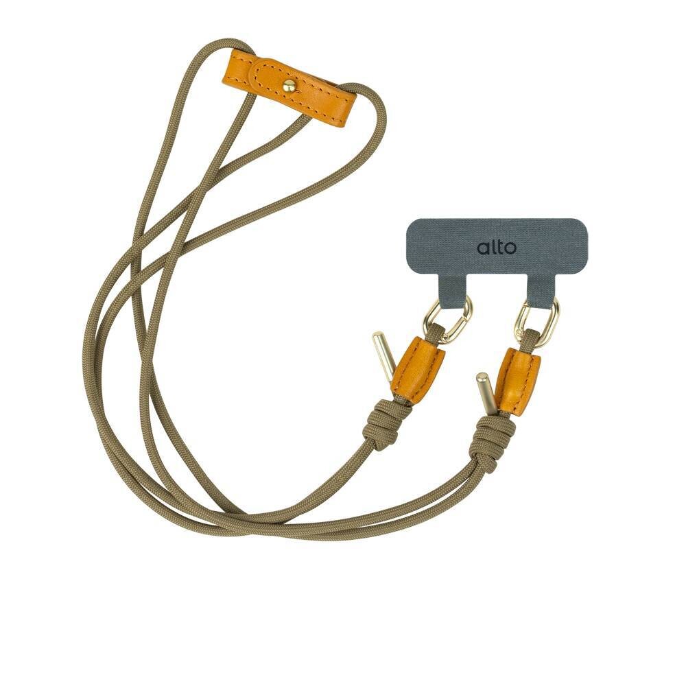 Alto iPhone Lanyards Connector + Strap (2 Connectors Pad 4MM Comfort Nylon), Color: Caramel