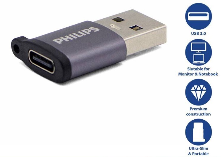 Philips USB Type-C Adapter USB-C Female to USB-A Male USB 3.0 Adaptor Connector SWA3070