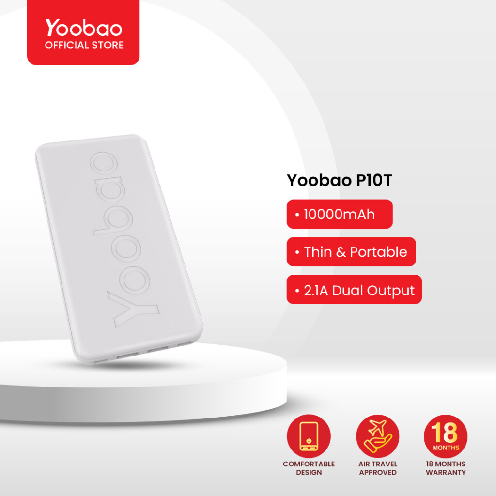 Yoobao P10T 10000mAh 5V/2.1A Power Desire Slim Portable Power Bank, Color: White