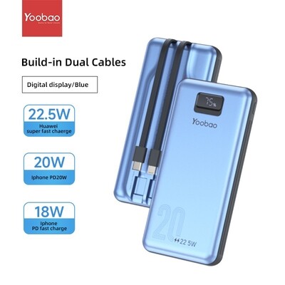 Yoobao LC6 Pro - 65W / 22.5W 20000mah SuperFast Charging Power Bank With Type-C and Lightning Build-in Cable