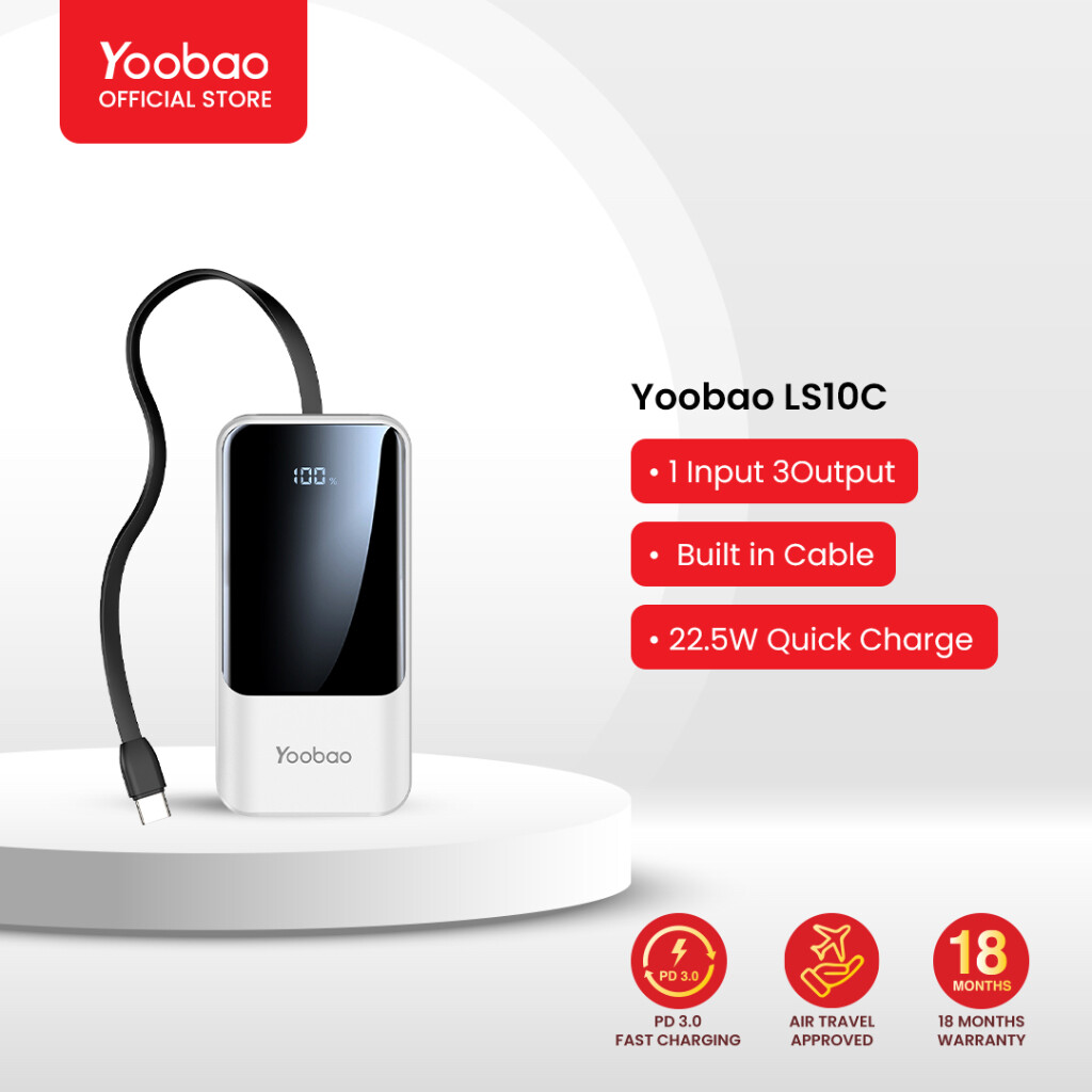Yoobao  LS10-C 10000mAh 20W Mini Mini Portable Fast Charging Powerbank Type C White