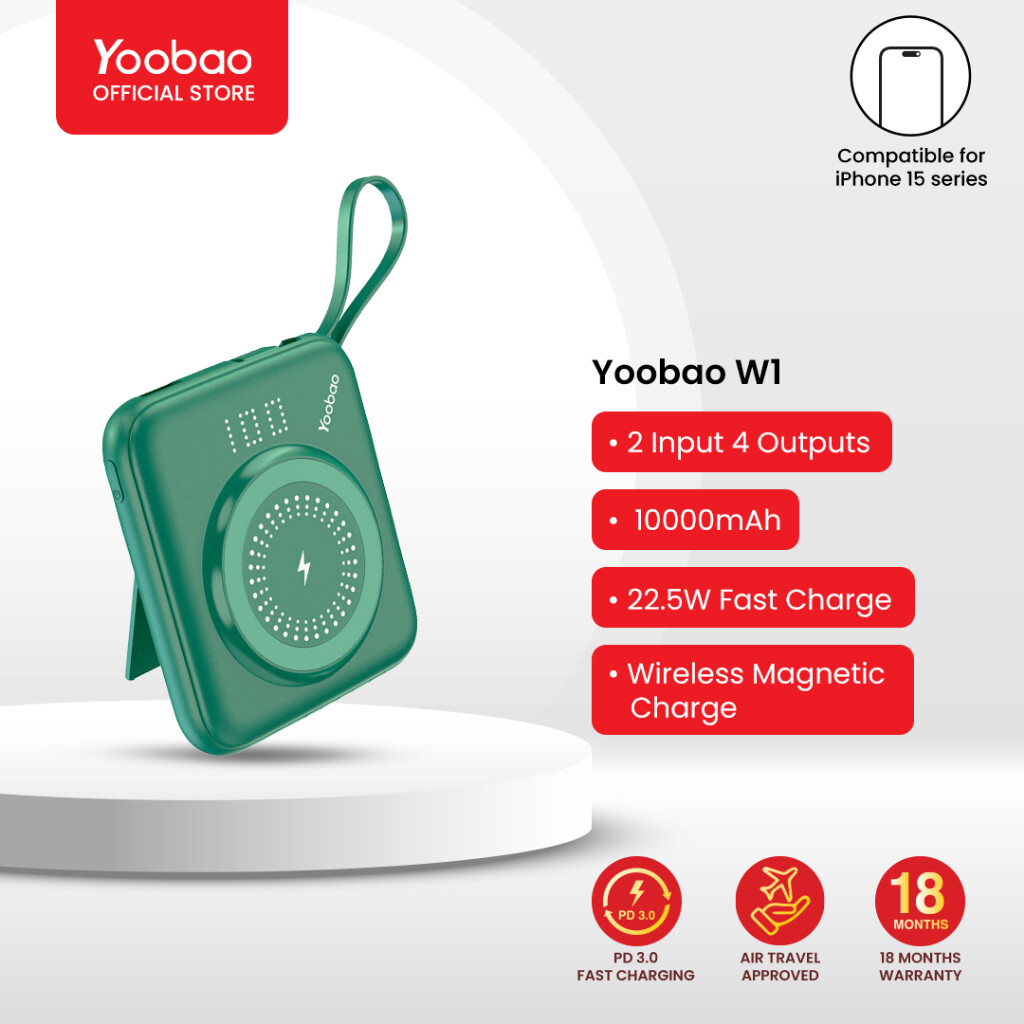 Yoobao W1 Fast Charging SCP Power Bank (10000mAh/22.5W/PD20W), Color: Dark Green