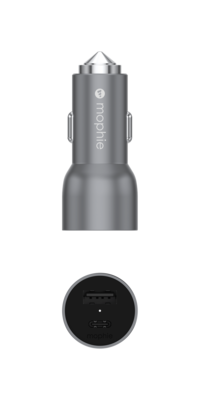 Mophie Car Charger Dual USB-C 37W - Space Grey