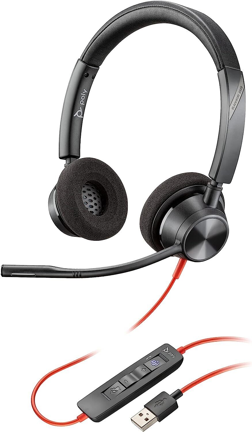 Plantronics Blackwire 3320 Wired Dual-Ear (Stereo) Headset with Boom Mic USB-A