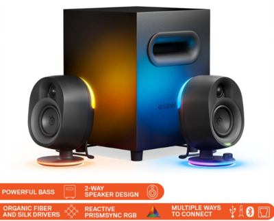 Steelseries Arena 7 Illuminated Two Way RGB Gaming Speaker 6.5&quot; Subwoofer 2.1 Wired + Bluetooth Speaker