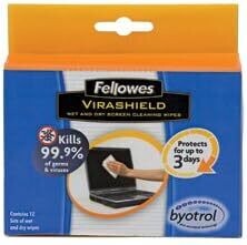 Fellowes Virashield Wet &amp; Dry Screen Wipes (12 pcs)  2211801