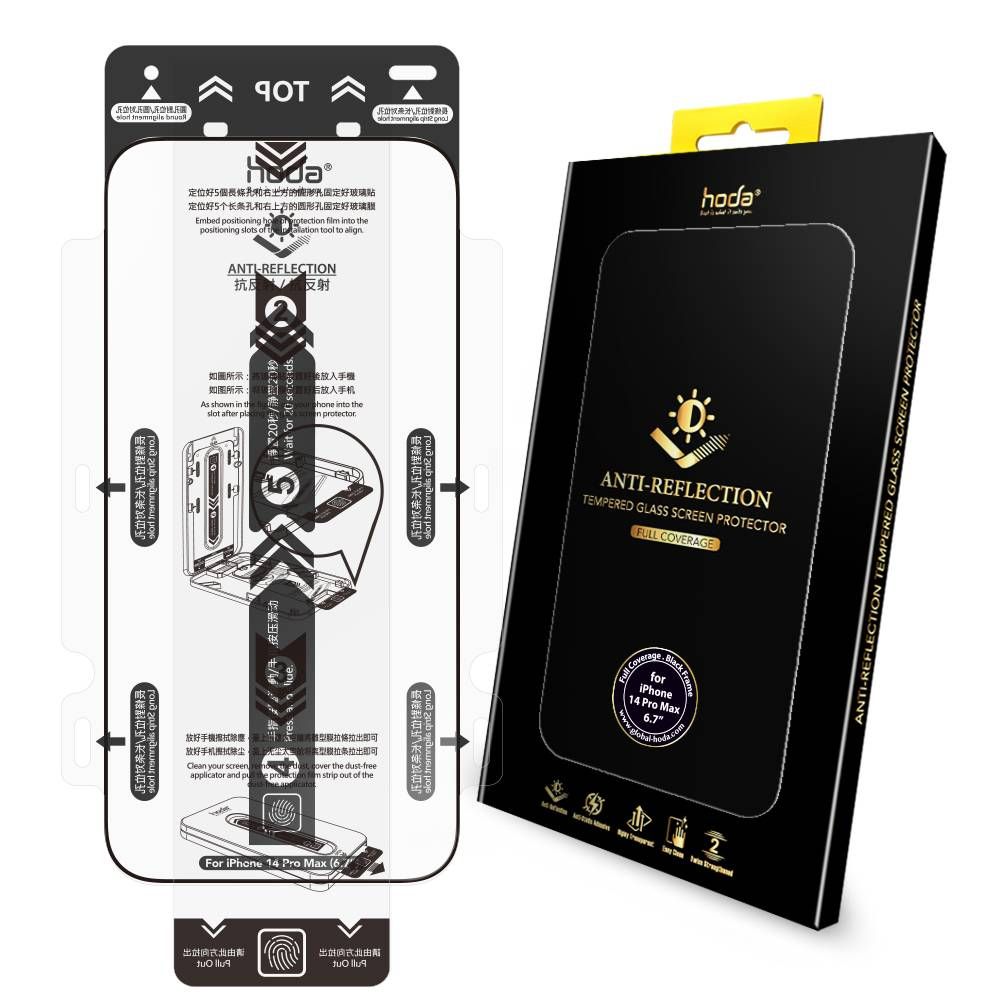 HODA Anti-Reflection Full Coverage Tempered Glass Screen Protector For IPhone 14 Pro Max