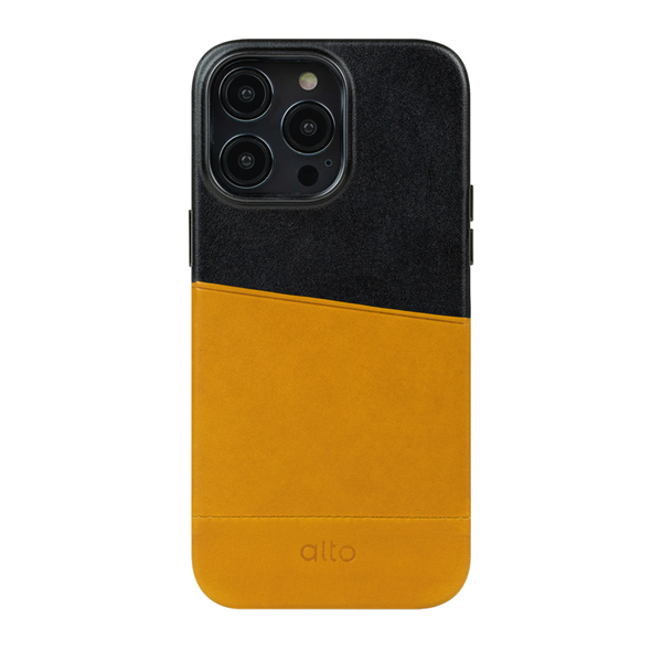 Alto Metro Case for iPhone 14 Pro (6.1&quot;) - Italian Full Grain Leather, Color: Caramel Raven
