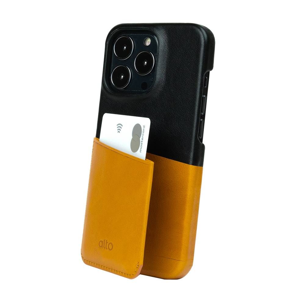 Alto Metro Case for iPhone 13 Pro - Italian Full Grain Leather, Color: Caramel Raven