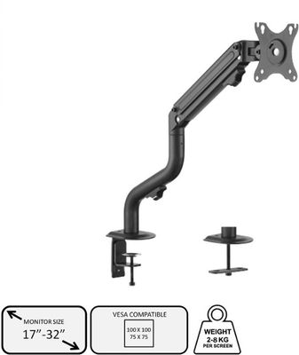 Brateck Single Monitor Stand Pipe Shaped Fit 17&quot;-32&quot; Up to 8kg LDT71-C012N