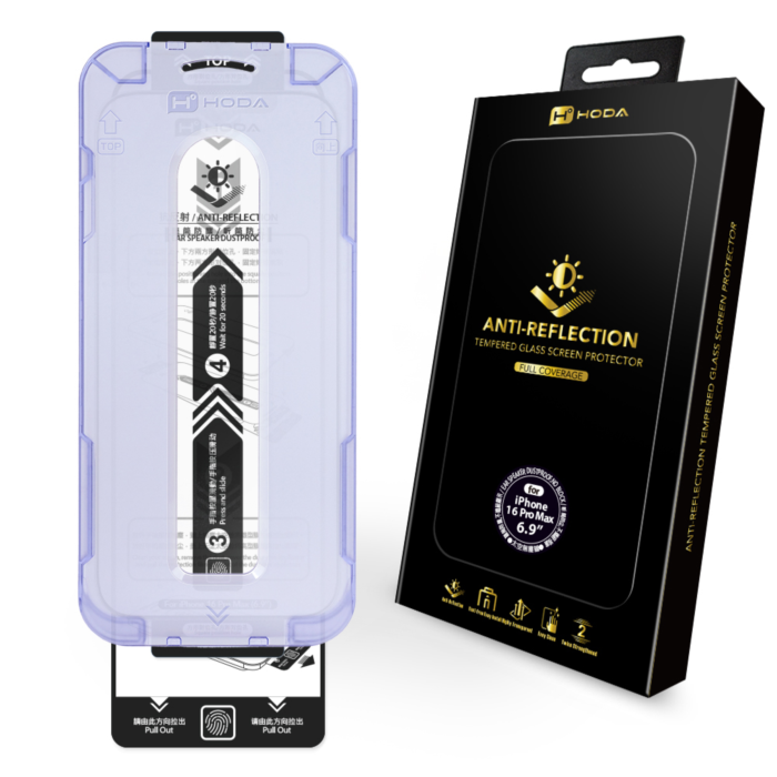Hoda Anti-Reflection Full Coverage Screen Protector - With Dust-Free Helper for iPhone 16 Series
