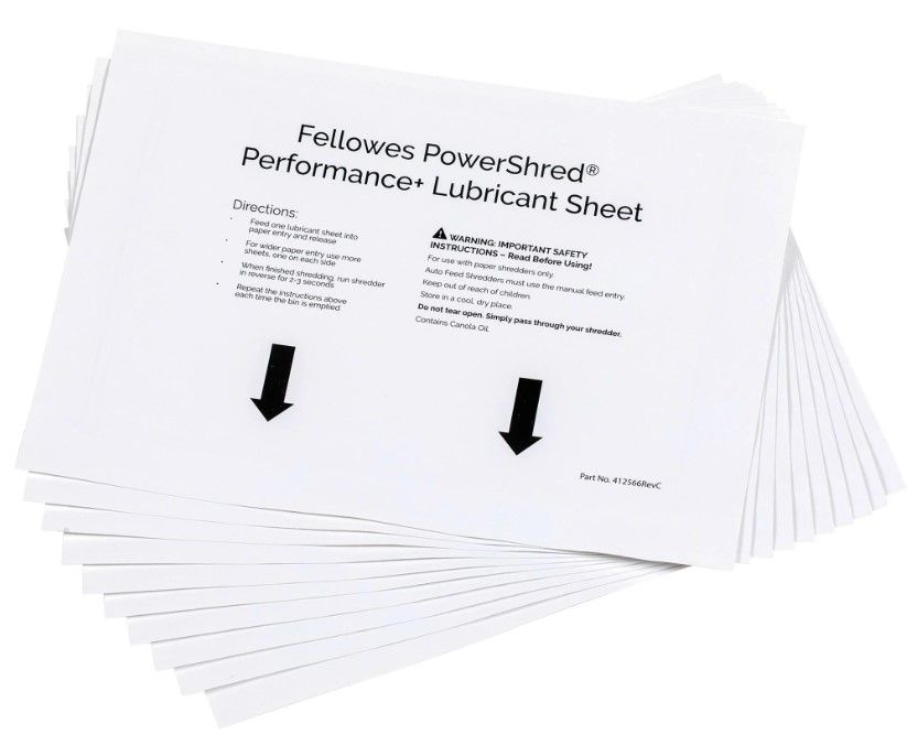 Fellowes Shredder Oil Sheets, Pack 10 - Suitable for use with all Office Shredders