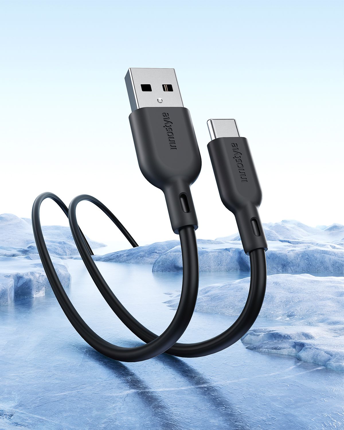 Innostyle Ultraflex USB-A to USB-C Cable, Color: Black