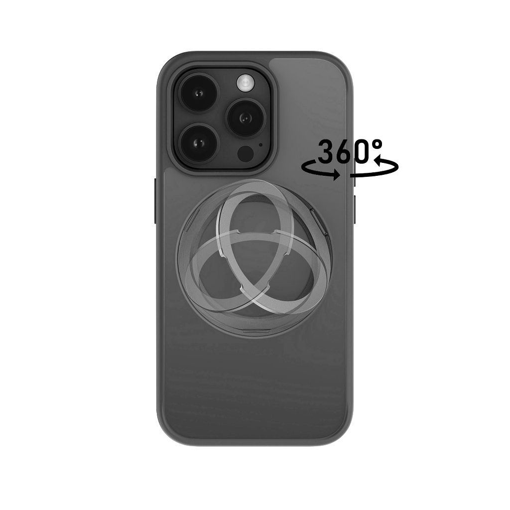 Machino View RS Hybrid Rotate Stand Case for iPhone 16 Series Black / White, Colour: Black