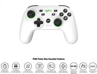 PXN P50S Next GEN HD Vibration Feedback Gyro NFC Bluetooth Gaming Controller For PC/Switch/Mobile