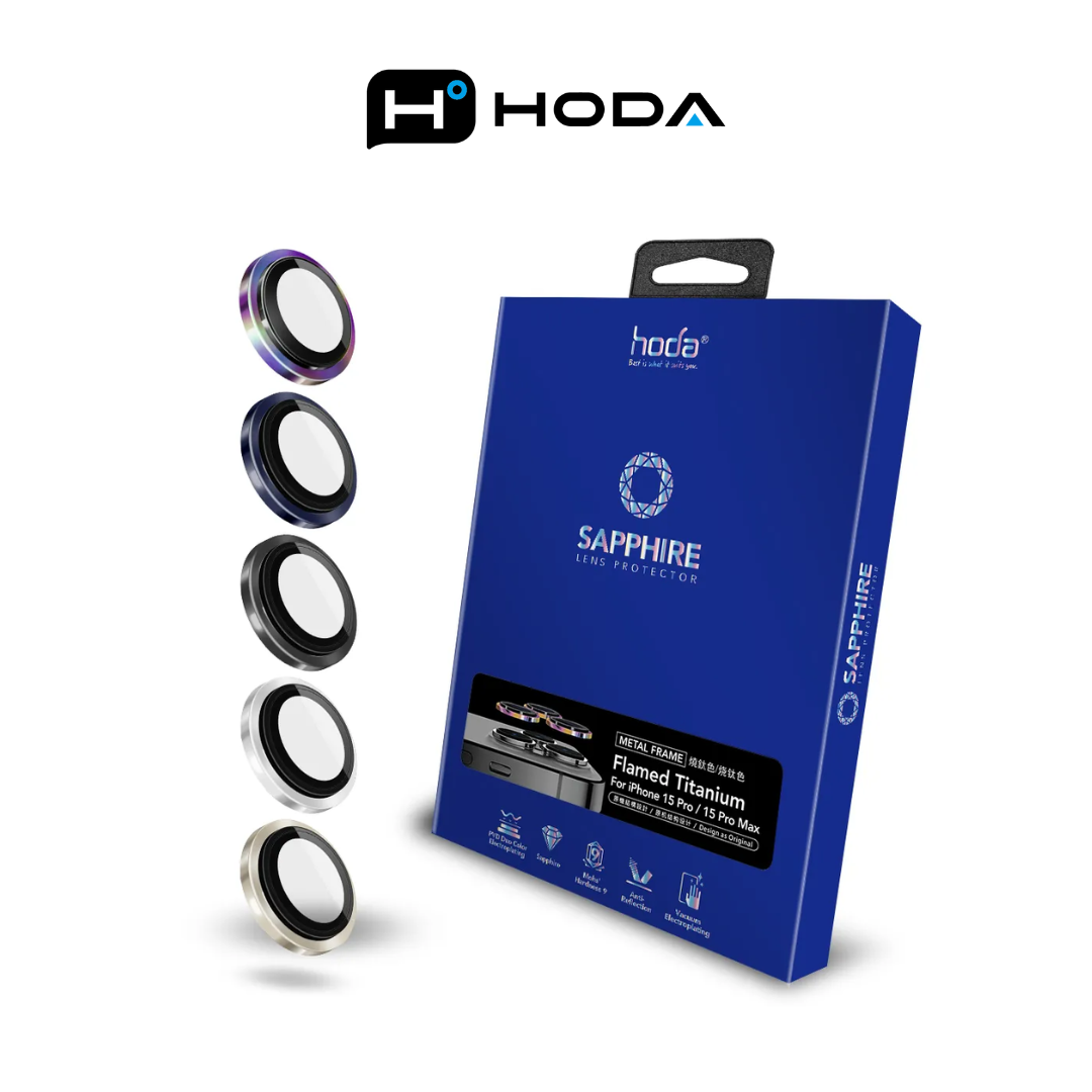 Hoda Sapphire Lens Protector for iPhone 15 Pro /15 Pro Max (3 Lens) - With Helper