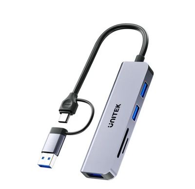 Unitek uHUB P5+ 5-in-1 USB 5Gbps Hub with SD and Micro SD Card Reader H1320AGY01