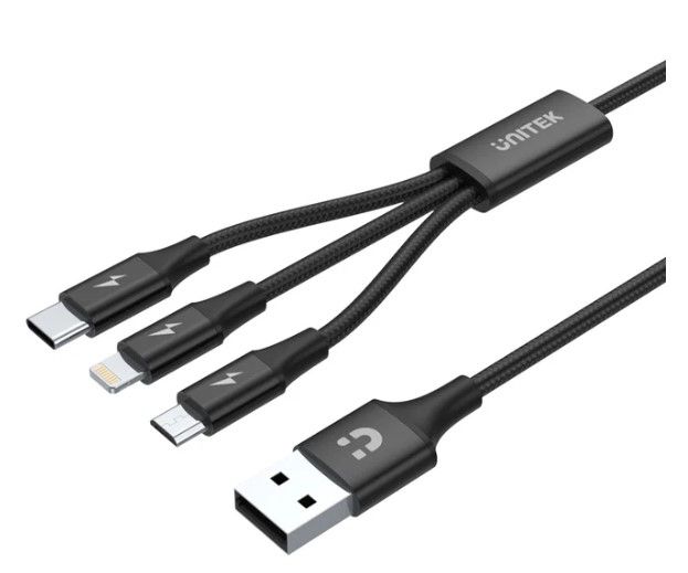 Unitek 3-in-1 USB-A to USB-C / Micro USB / Lightning Multi Charging Cable C14049BK