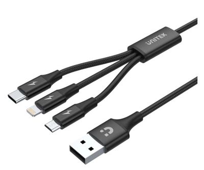 Unitek 3-in-1 USB-A to USB-C / Micro USB / Lightning Multi Charging Cable C14049BK