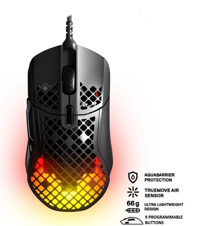 SteelSeries Aerox 5 RGB Ultra Lightweight Multi-Genre 9 Programmable Buttons Gaming Mouse Wired/Wireless Mice