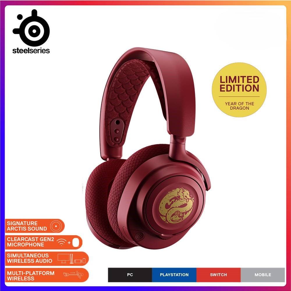 SteelSeries Arctis Nova 7 Dragon Edition LE Wireless Gaming Headset 360 Spatial Surround Sound 2.4GHz + Bluetooth 61557
