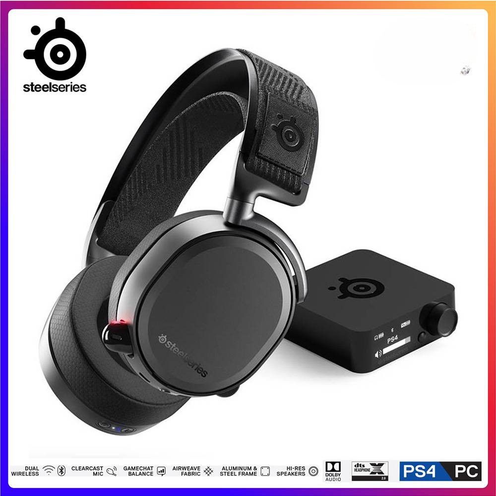 SteelSeries Arctis Pro Wireless + Bluetooth 7.1 DTS Headphone:X v2.0 Hi-Res Capable Surround Gaming Headset Black 61473