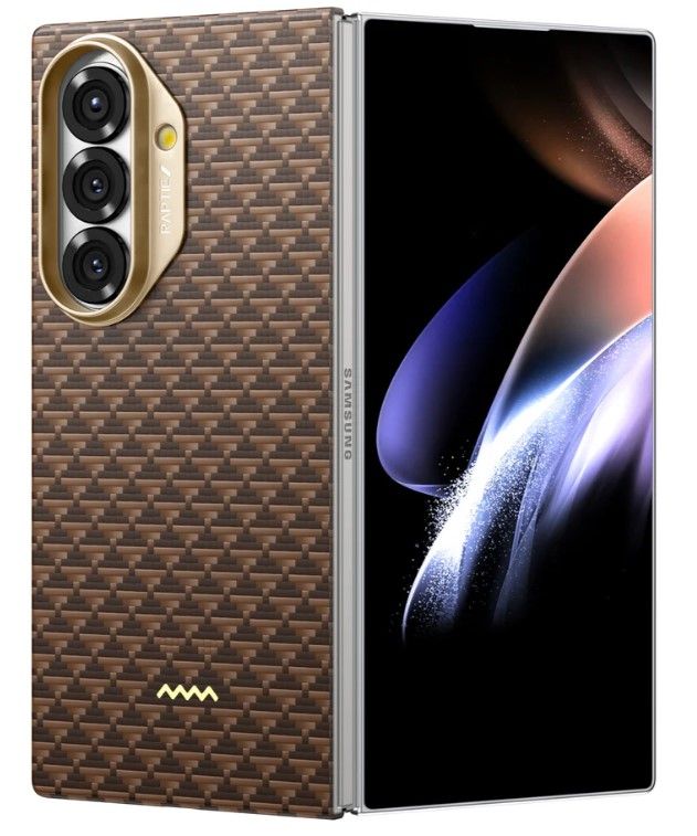 RAPTIC Aramid Fiber Skin-Origin Magnet Case for Samsung Galaxy Z Fold 7 - Humble (Brown)