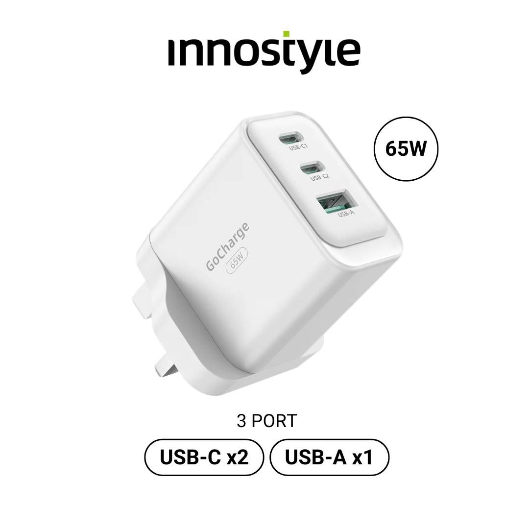 Innostyle GoCharge 65W PD Fast Charging Adapter 3-Port USB-C + USB-A Charger