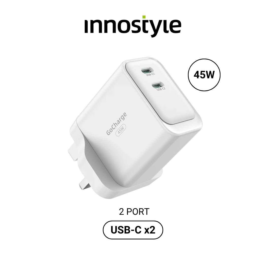 Innostyle GoCharge 45W PD Fast Charging Adapter | Dual USB-C Port (2C)