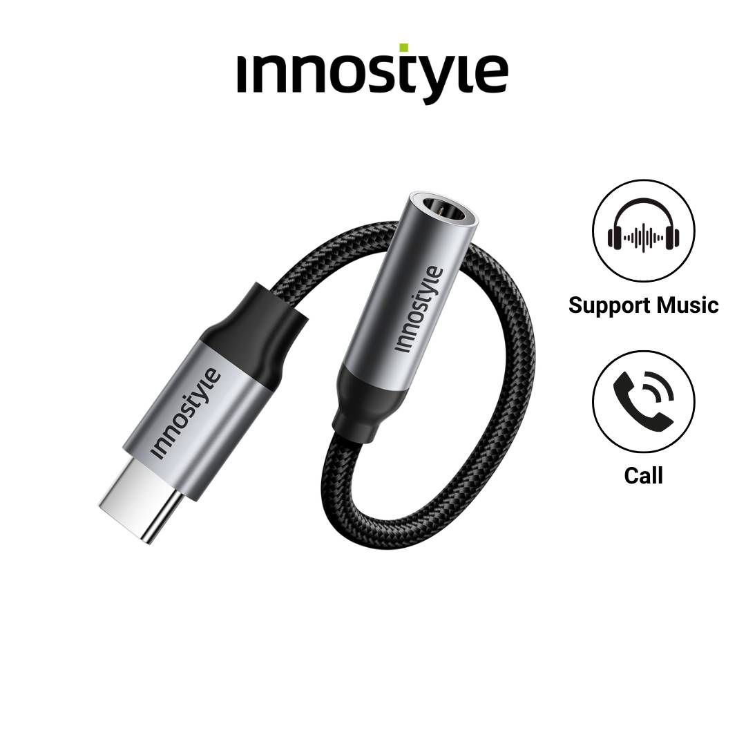 InnoStyle USB‑C to 3.5 mm Audio Female Adapter with Digital-to-Analog Converter