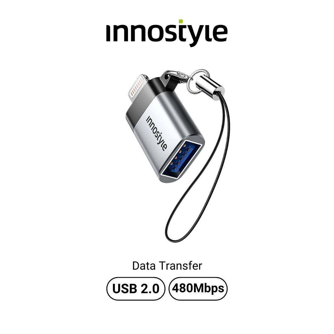 InnoStyle NexaLink Lightning to USB-A Female Adapter - USB2.0, 480Mbps with Cable Loop