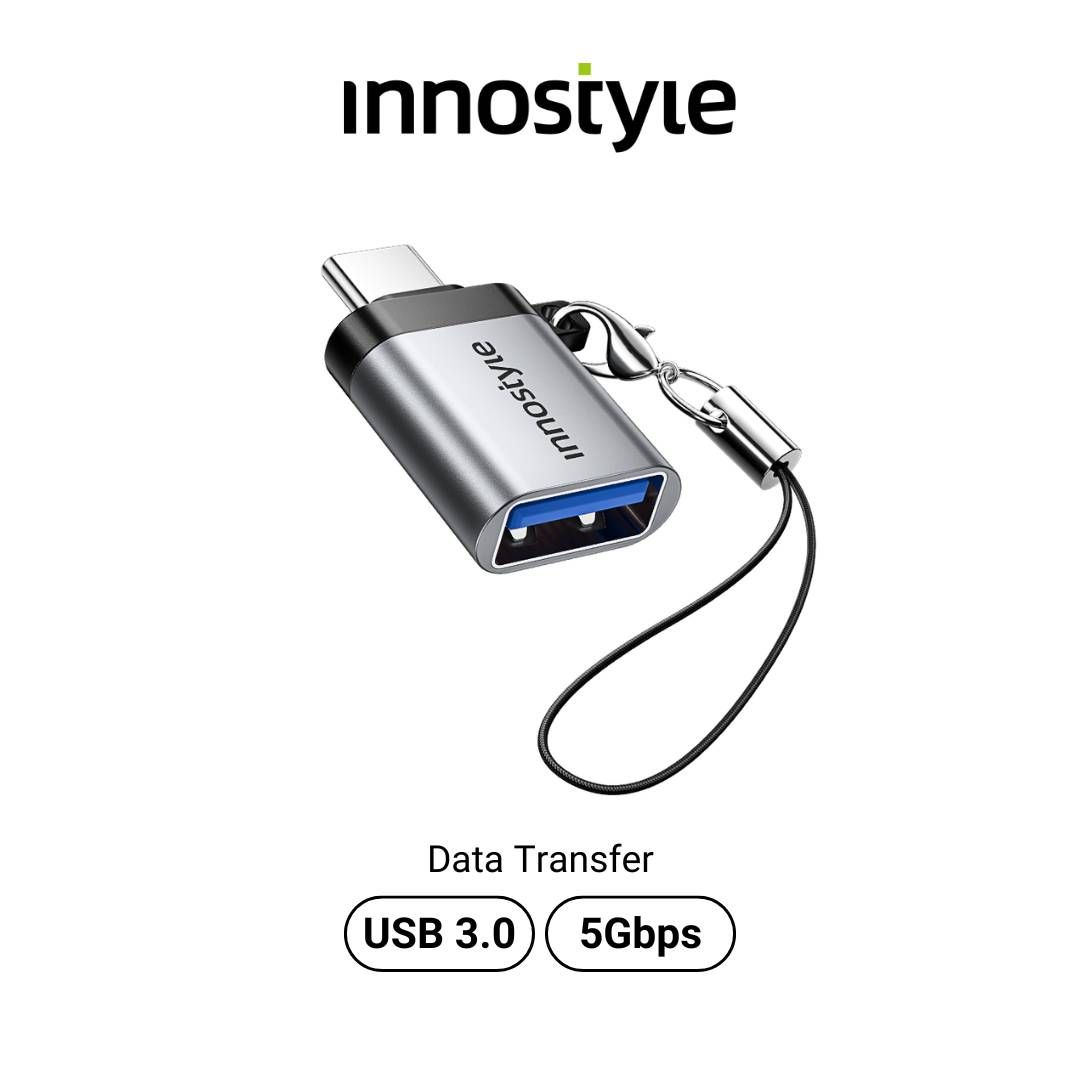 InnoStyle NexaLink USB-C to USB-A Female Adapter - USB3.0, 5Gbps with Cable Loop