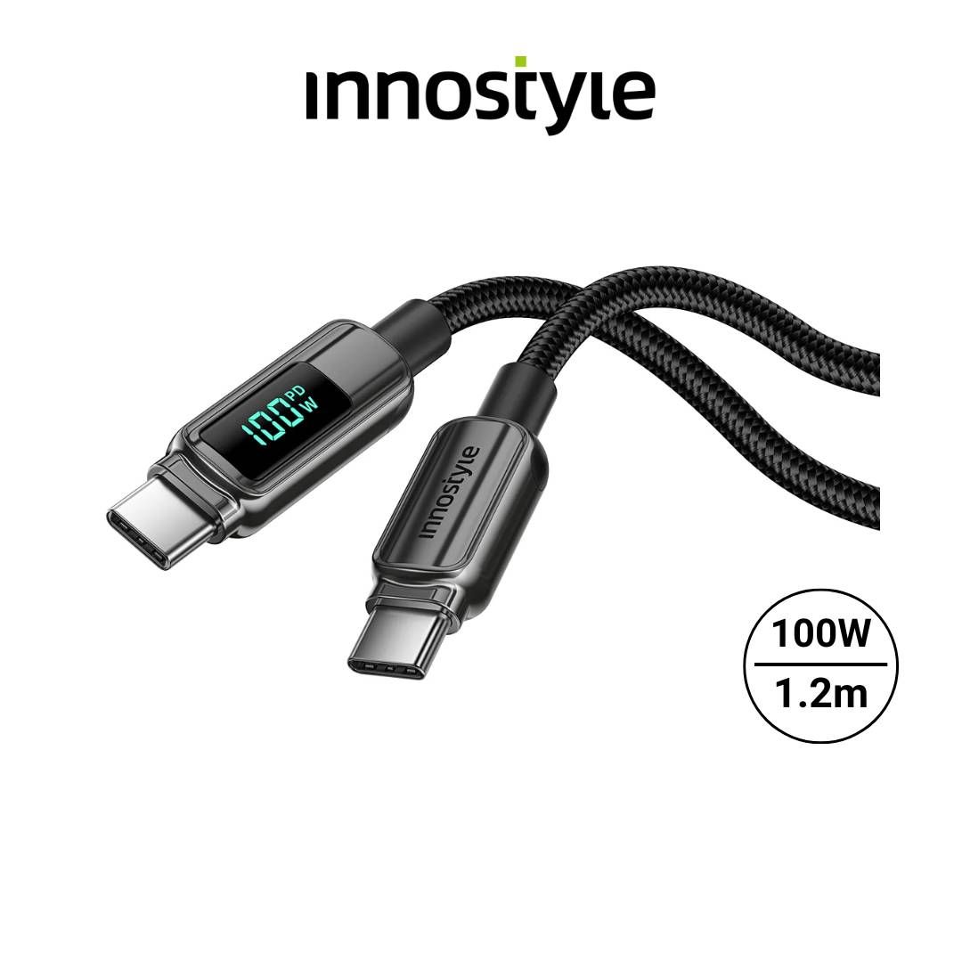 InnoStyle DigiPower USB‑C to USB‑C 100W Fast Charging 1.2M Cable with Digital Display