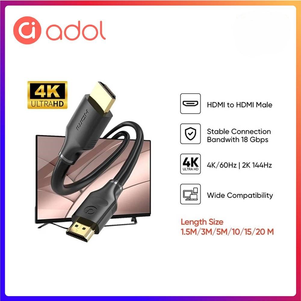 ADOL 4K HDMI 2.0 Cable (1.5m–20m) – Gold-Plated, PVC