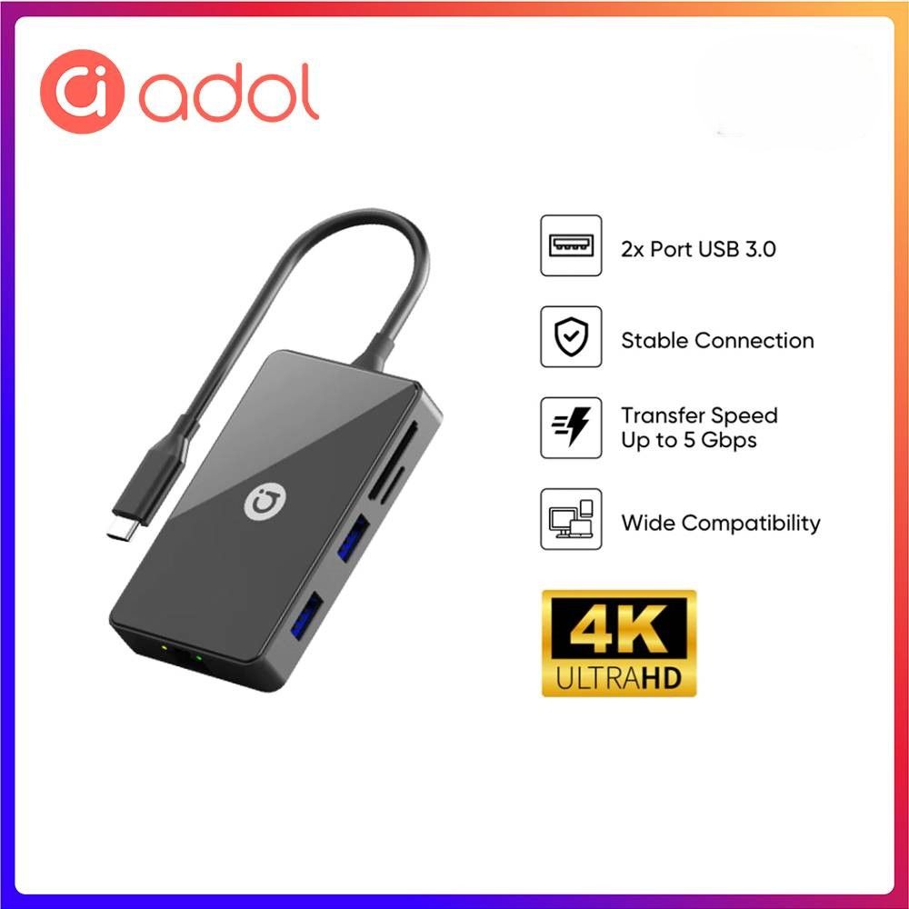 ADOL 8-in-1 USB-C Hub 4K HDMI, VGA, USB 3.0 x 2, RJ45 Gigabit, SD, TF, PD100W GD-C811