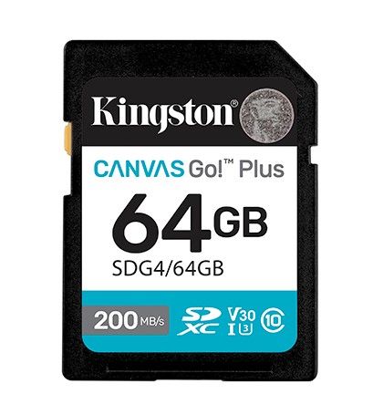 Kingston Canvas Go! Plus Gen 4 SDHC Memory Card, Capacity: SDG4/64GB
