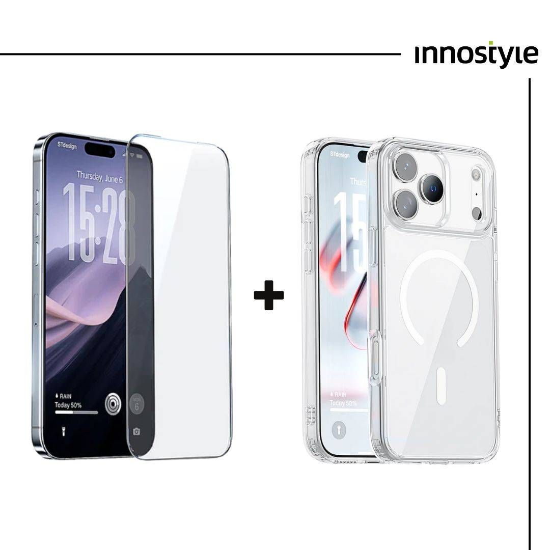 Innostyle Protection Bundle (Magnetic Transparent Case &amp; CryStalGuard Tempered Glass Clear)  iPhone 17 series