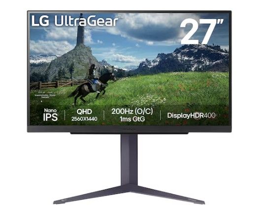 LG 27” UltraGear™ QHD Nano IPS Gaming Monitor | 180Hz, IPS 1ms (GtG), HDR10 27GS6F
