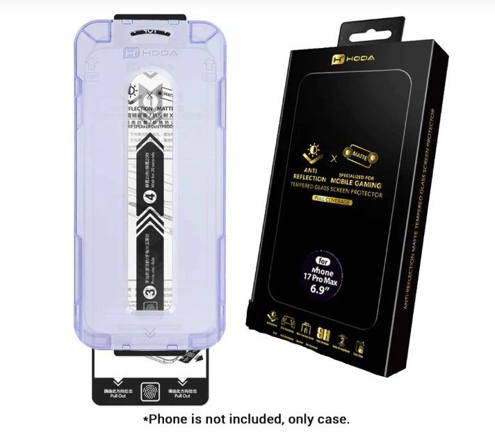Hoda Anti-Reflection ( Matte ) Tempered Glass Screen Protector for iPhone 17 Pro / 17 Pro Max - Dust-Free Helper Included Hoda Anti-Reflection ( Matte ) Tempered Glass Screen Protector for iPhone 17 Pro / 17 Pro Max - Dust-Free Helper Included