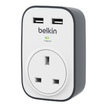 Belkin SurgeCube 1 Outlet Surge Protector with 2 x 2.4A Shared USB Charging BSV103sa