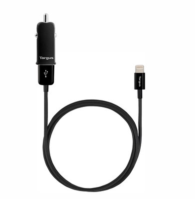 Targus High Speed Car Charger with Lightning to USB cable (2.1A) for iPad (Black)