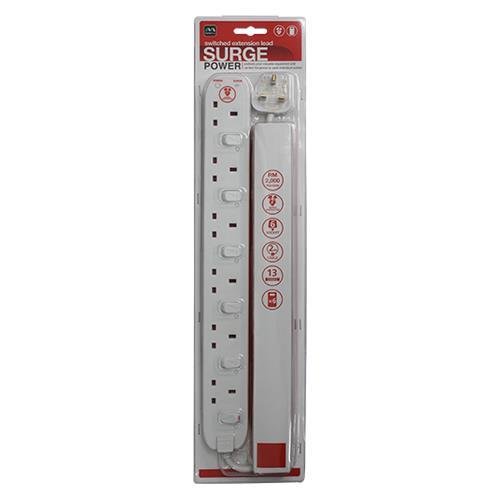 Masterplug 2 Meter 6 Gang with Surge Protection SWSRG62N-MPA